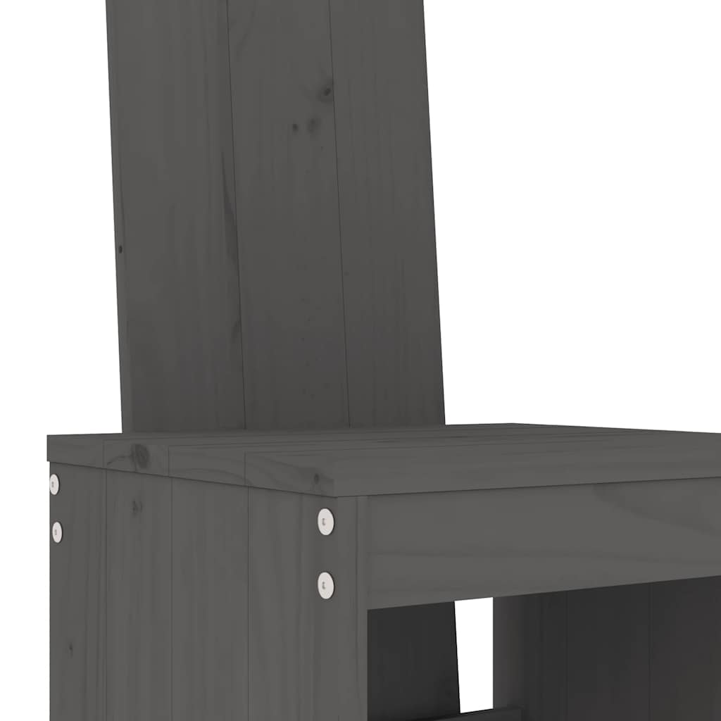 Set Bar da Giardino 7 pz Grigio in Legno Massello di Pino | homemem39