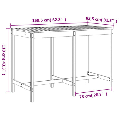 Set Bar da Giardino 7 pz Grigio in Legno Massello di Pino | homemem39