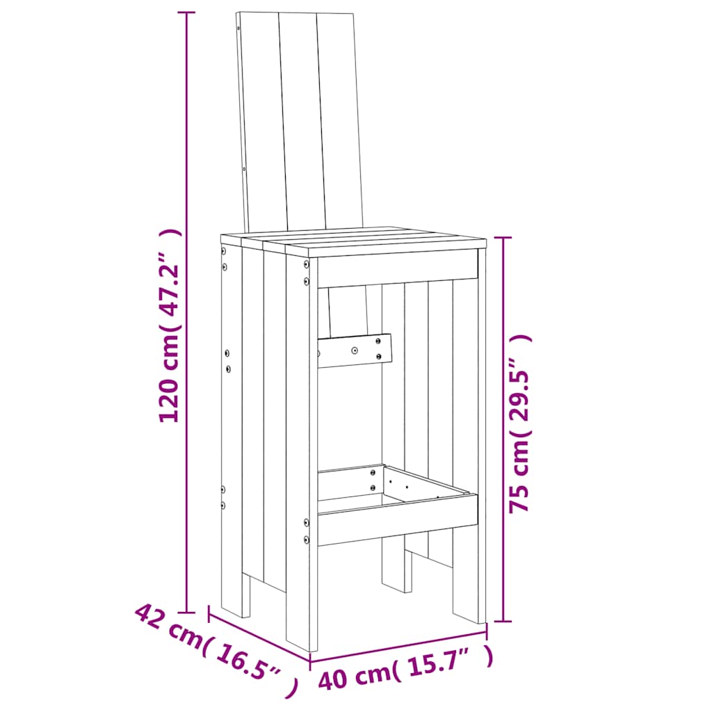 Set Bar da Giardino 7 pz Grigio in Legno Massello di Pino | homemem39