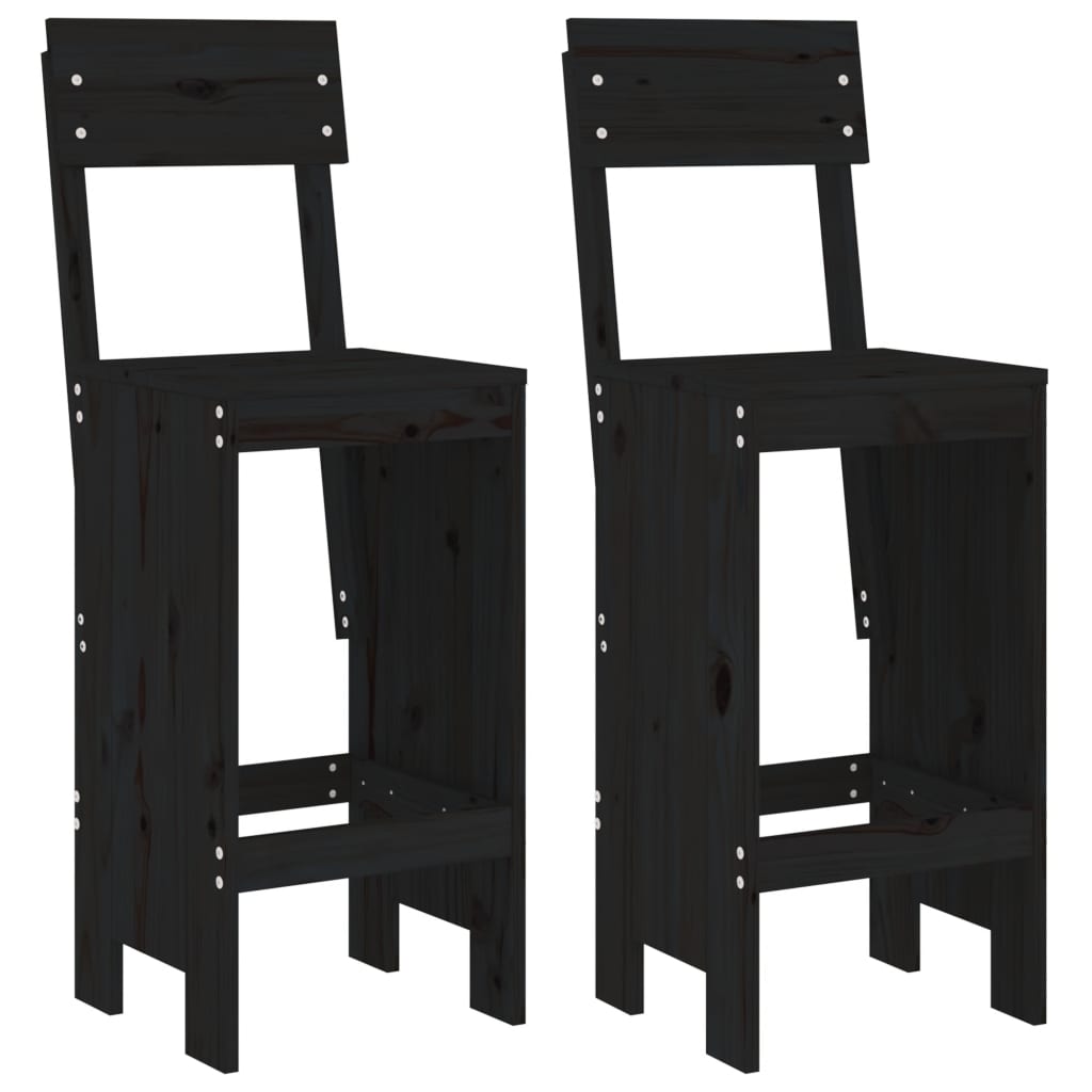 Set Bar da Giardino 3 pz Nero in Legno Massello di Pino | homemem39