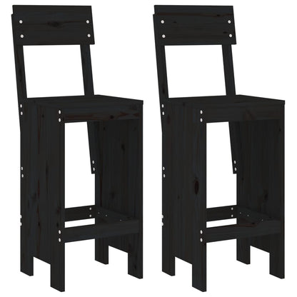 Set Bar da Giardino 3 pz Nero in Legno Massello di Pino | homemem39
