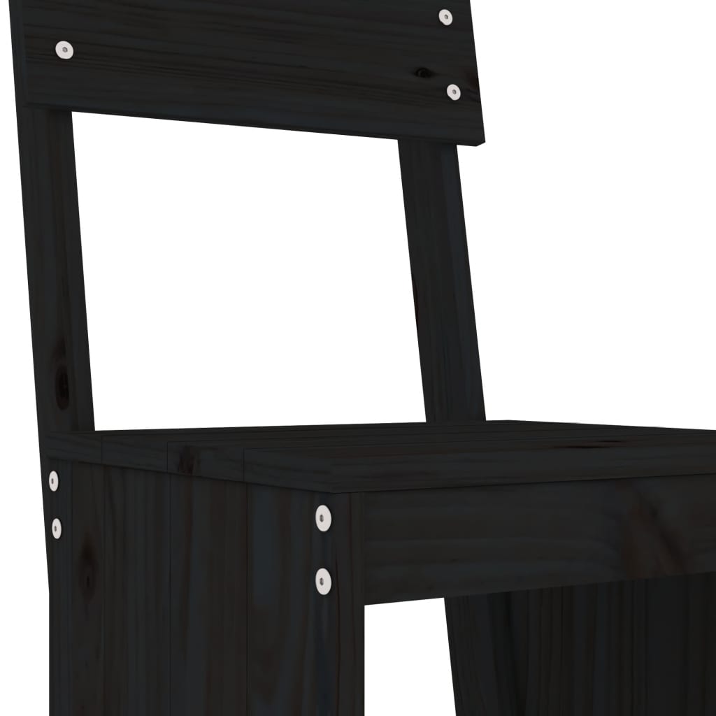 Set Bar da Giardino 3 pz Nero in Legno Massello di Pino | homemem39