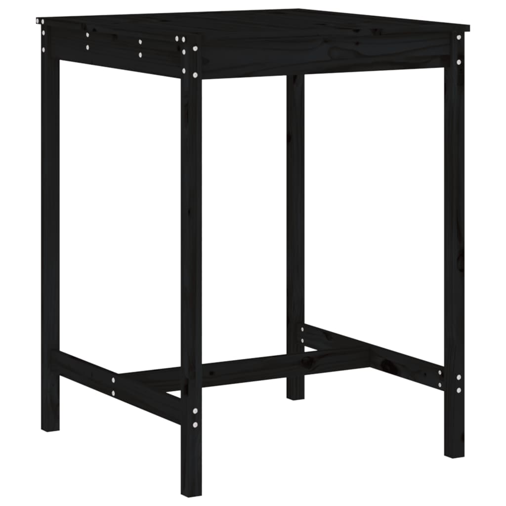Set Bar da Giardino 3 pz Nero in Legno Massello di Pino | homemem39