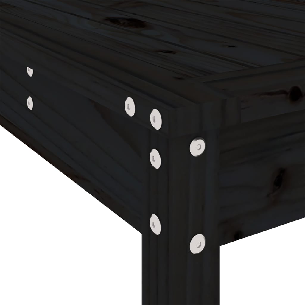 Set Bar da Giardino 3 pz Nero in Legno Massello di Pino | homemem39