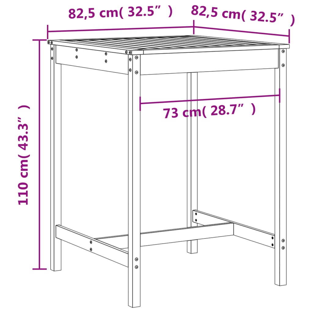 Set da Bar da Giardino 3 pz in Legno Massello di Douglas | homemem39