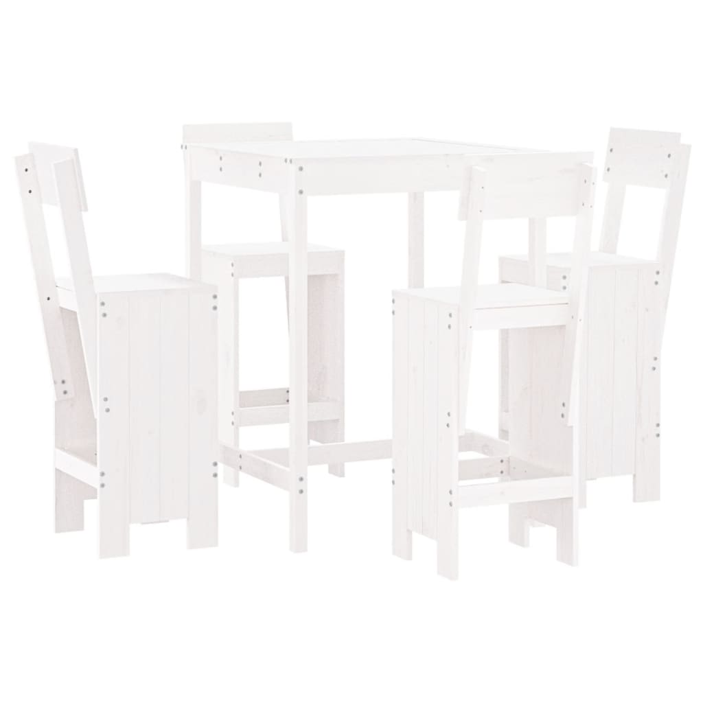 Set Bar da Giardino 5 pz Bianco in Legno Massello di Pino - homemem39