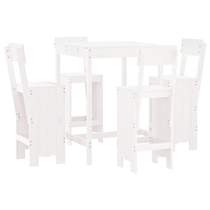 Set Bar da Giardino 5 pz Bianco in Legno Massello di Pino - homemem39