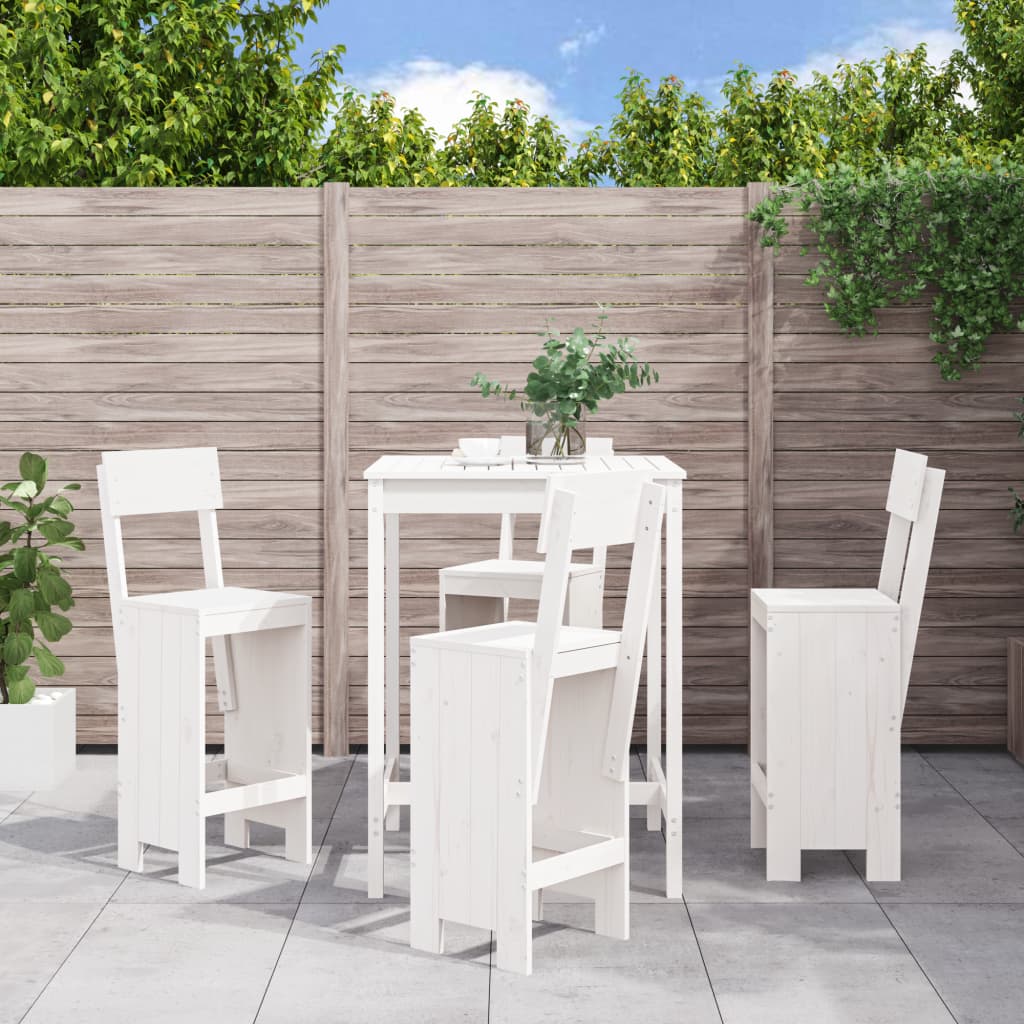 Set Bar da Giardino 5 pz Bianco in Legno Massello di Pino - homemem39
