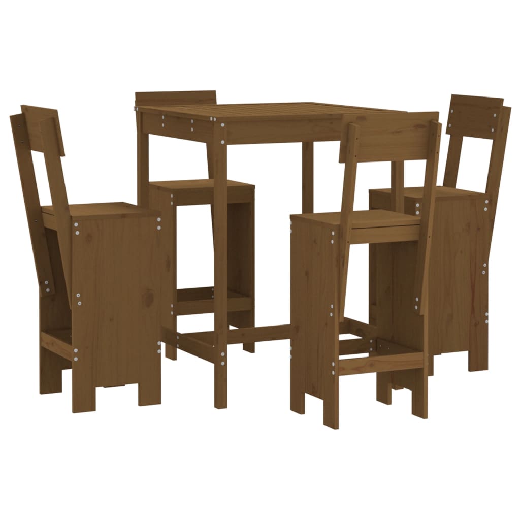 Set Bar da Giardino 5 pz ambra in Legno Massello di Pino - homemem39