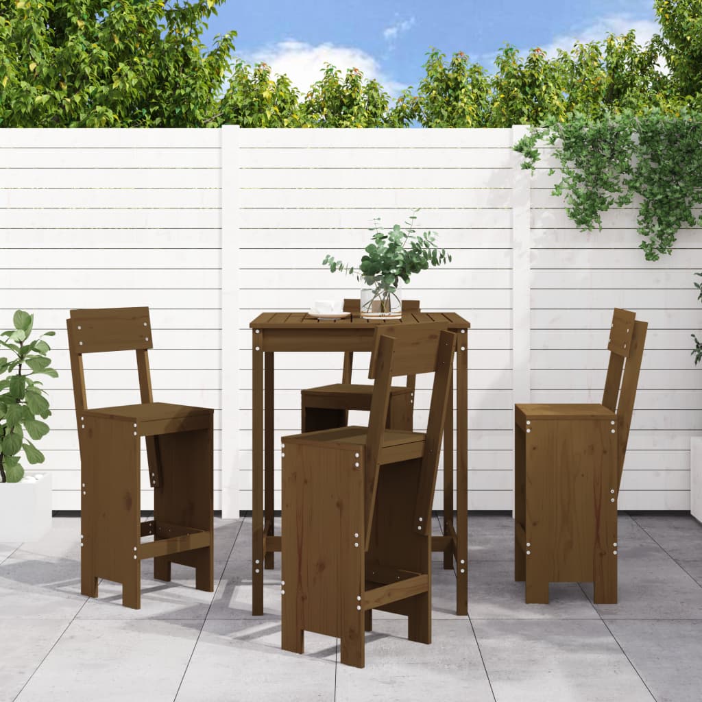 Set Bar da Giardino 5 pz ambra in Legno Massello di Pino | homemem39
