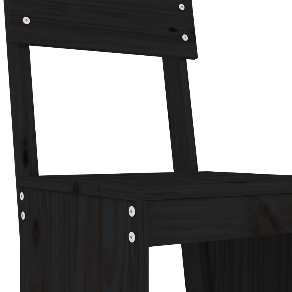 Set Bar da Giardino 5 pz Nero in Legno Massello di Pino | homemem39