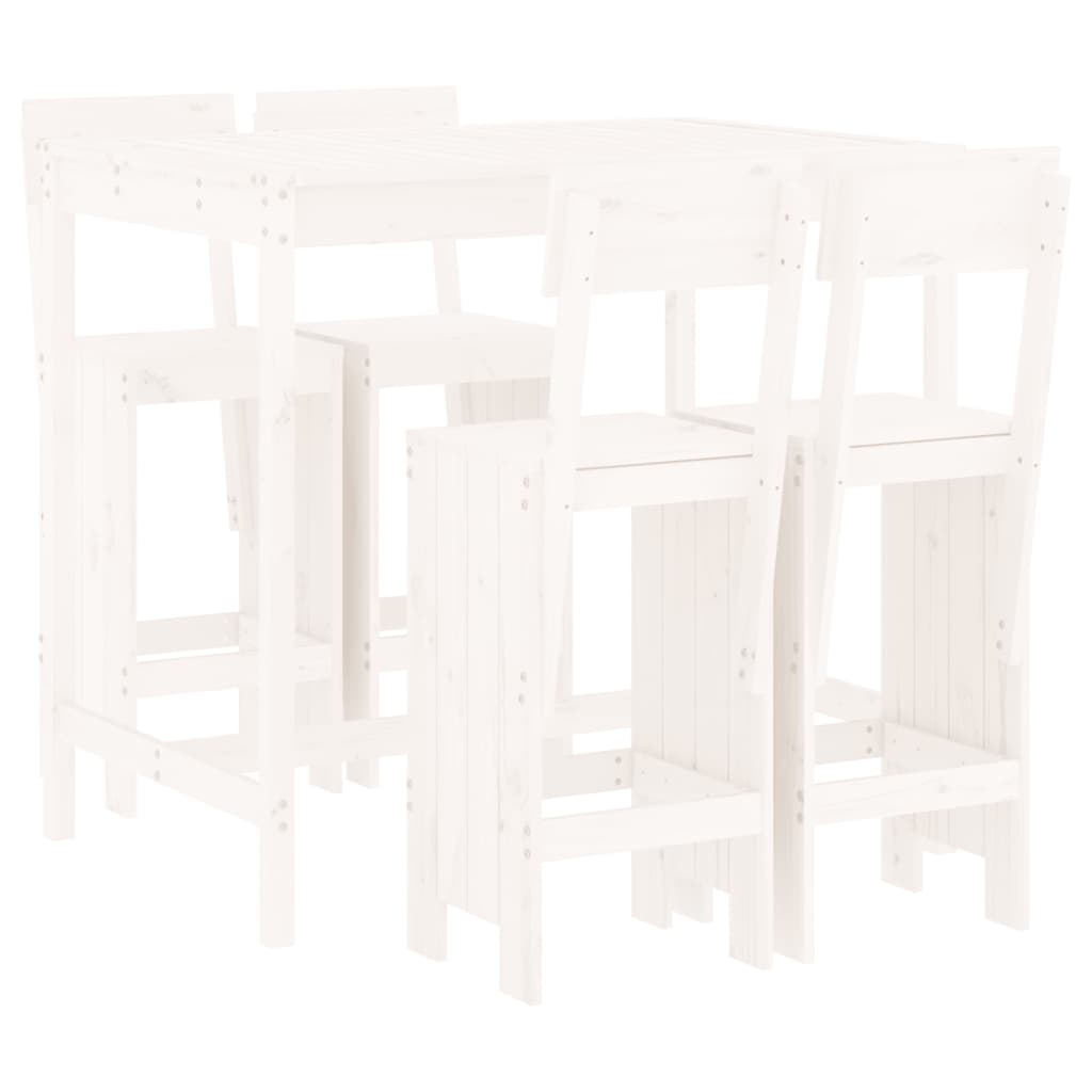 Set Bar da Giardino 5 pz Bianco in Legno Massello di Pino - homemem39