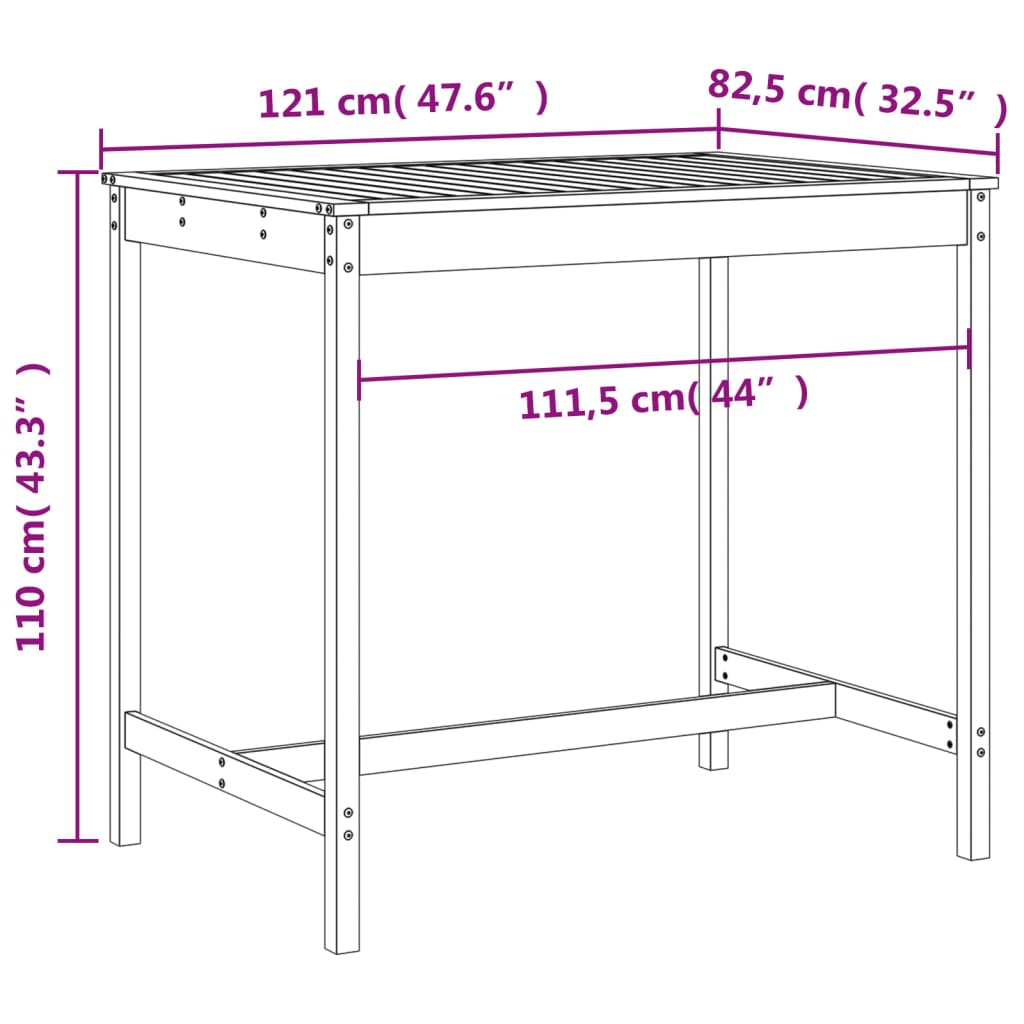 Set da Bar da Giardino 5 pz in Legno Massello di Douglas | homemem39