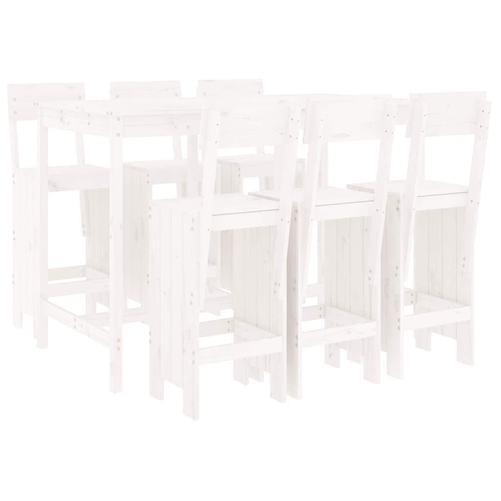 Set Bar da Giardino 7 pz Bianco in Legno Massello di Pino | homemem39