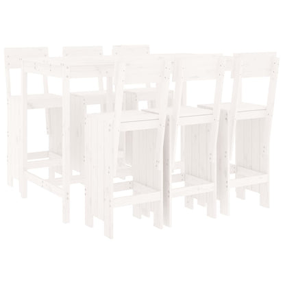 Set Bar da Giardino 7 pz Bianco in Legno Massello di Pino | homemem39