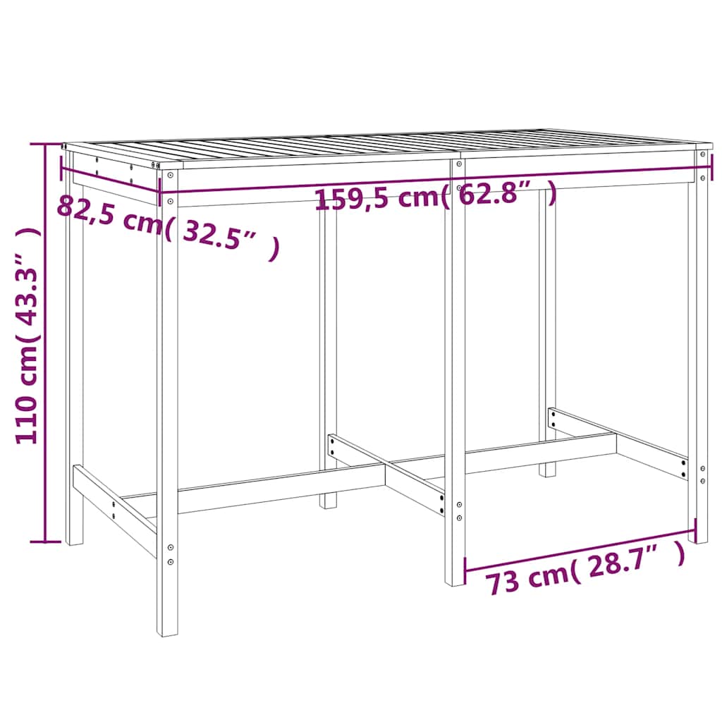 Set Bar da Giardino 7 pz Bianco in Legno Massello di Pino | homemem39