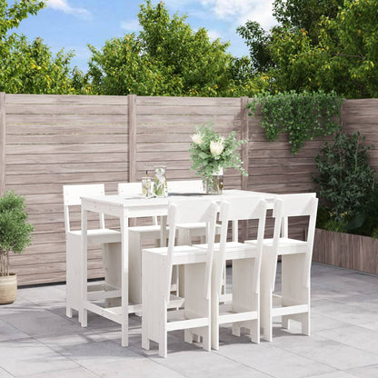Set Bar da Giardino 7 pz Bianco in Legno Massello di Pino | homemem39
