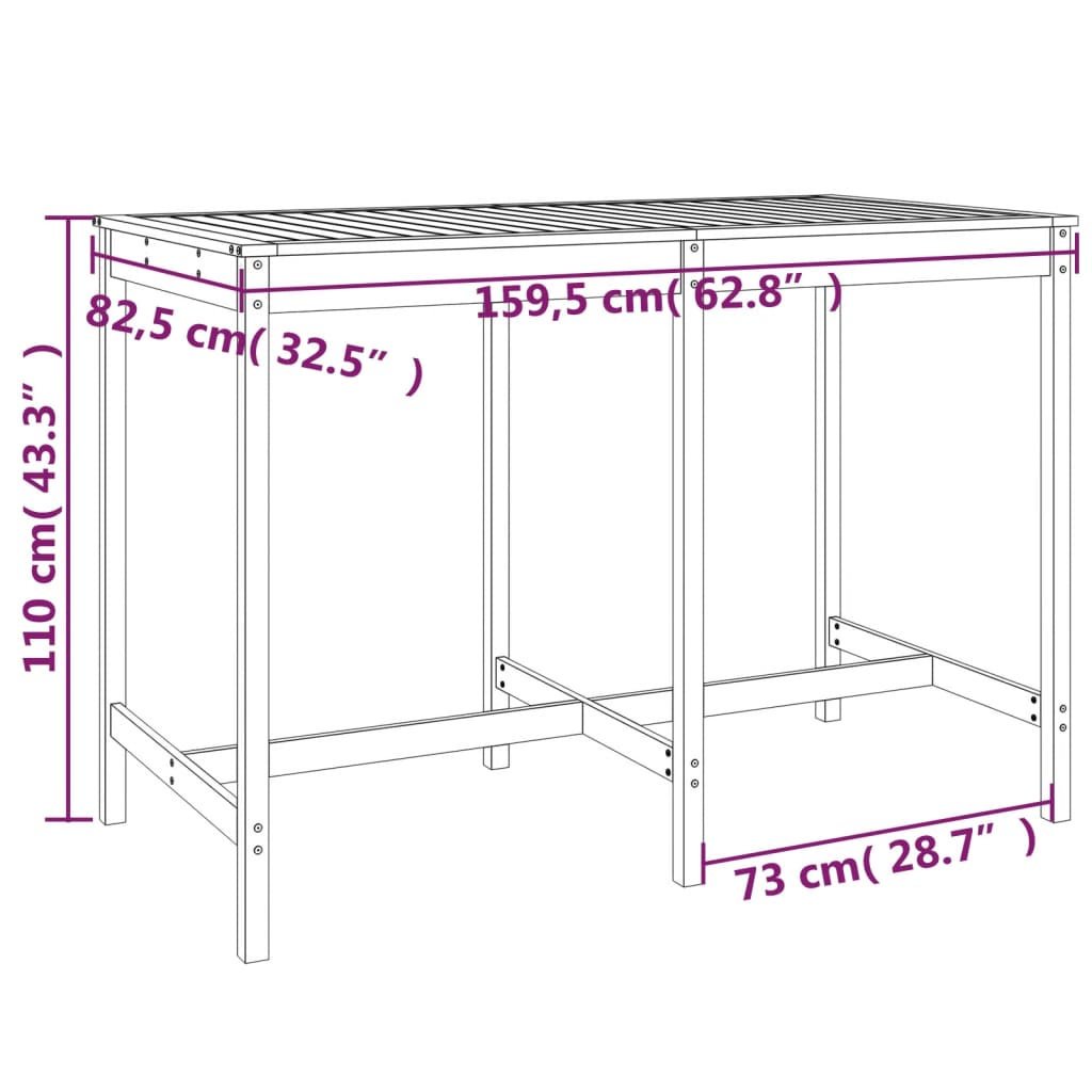 Set da Bar da Giardino 7 pz in Legno Massello di Douglas | homemem39