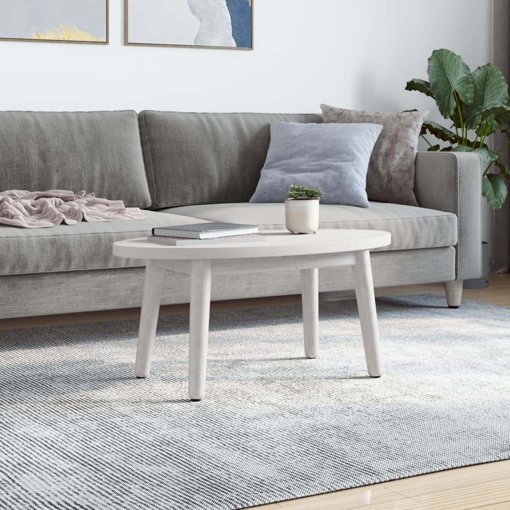 Piano Tavolo Bianco 70x35x2,5cm in Legno Massello di Pino Ovale | homemem39