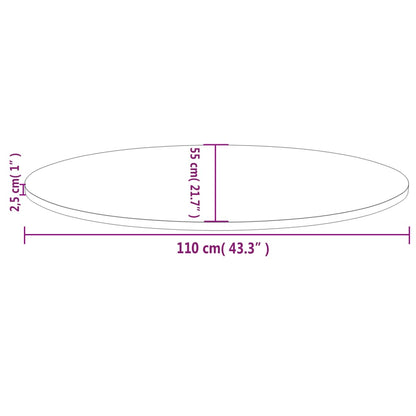Piano Tavolo Bianco 110x55x2,5 cm Legno Massello di Pino Ovale | homemem39