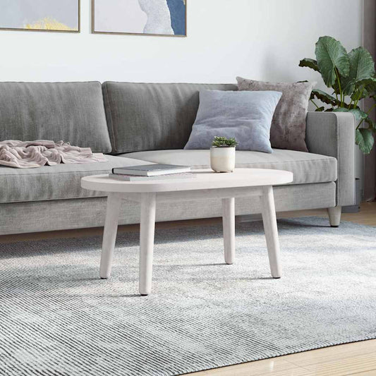Piano Tavolo Bianco 60x30x2,5cm in Legno Massello di Pino Ovale