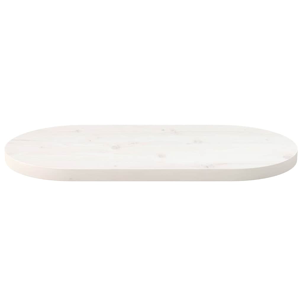 Piano Tavolo Bianco 60x30x2,5cm in Legno Massello di Pino Ovale | homemem39