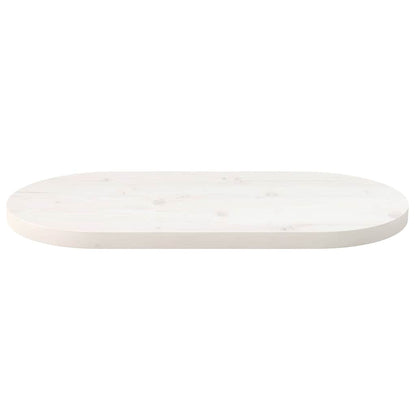 Piano Tavolo Bianco 60x30x2,5cm in Legno Massello di Pino Ovale
