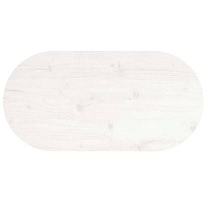 Piano Tavolo Bianco 60x30x2,5cm in Legno Massello di Pino Ovale