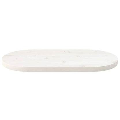 Piano Tavolo Bianco 70x35x2,5cm in Legno Massello di Pino Ovale