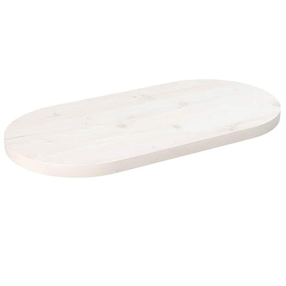 Piano Tavolo Bianco 80x40x2,5cm in Legno Massello di Pino Ovale