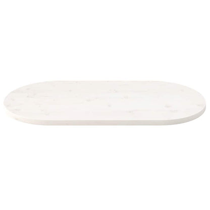Piano Tavolo Bianco 90x45x2,5cm in Legno Massello di Pino Ovale