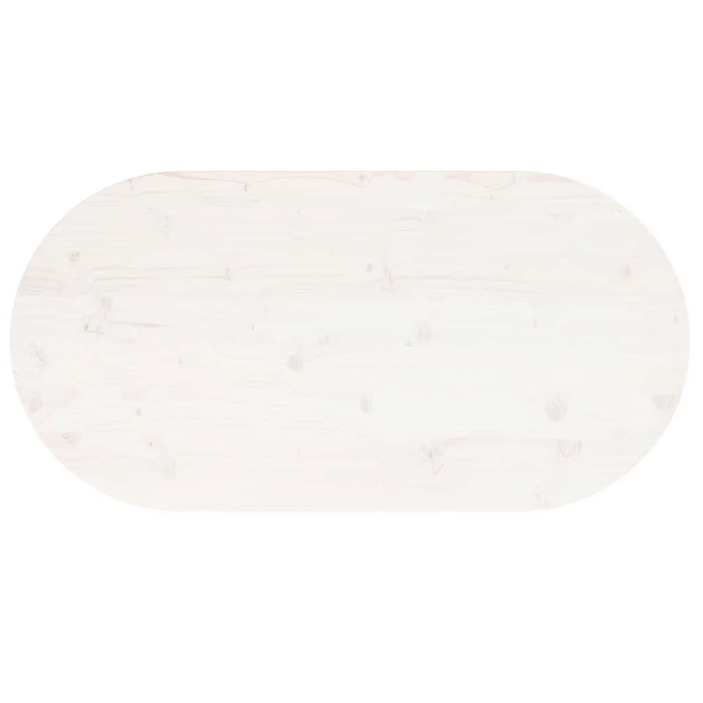 Piano Tavolo Bianco 90x45x2,5cm in Legno Massello di Pino Ovale | homemem39