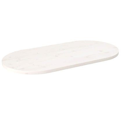 Piano Tavolo Bianco 100x50x2,5 cm Legno Massello di Pino Ovale