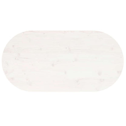 Piano Tavolo Bianco 100x50x2,5 cm Legno Massello di Pino Ovale | homemem39