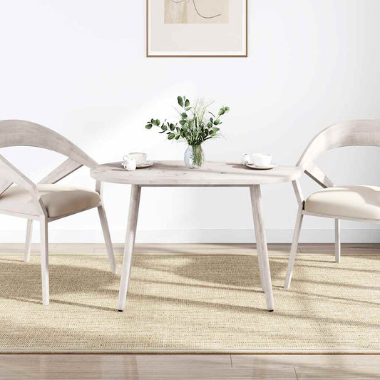 Piano Tavolo Bianco 110x55x2,5 cm Legno Massello di Pino Ovale