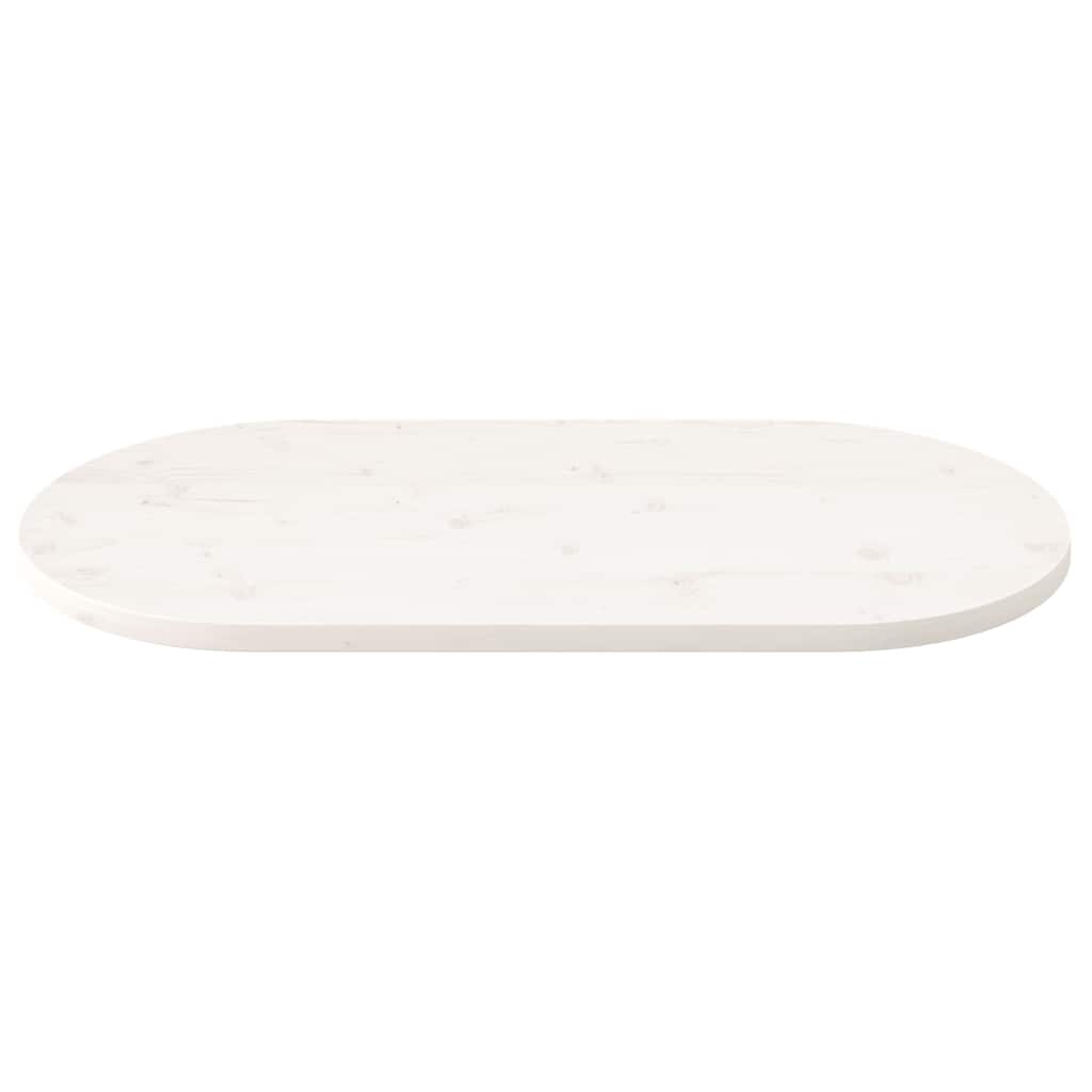 Piano Tavolo Bianco 110x55x2,5 cm Legno Massello di Pino Ovale | homemem39