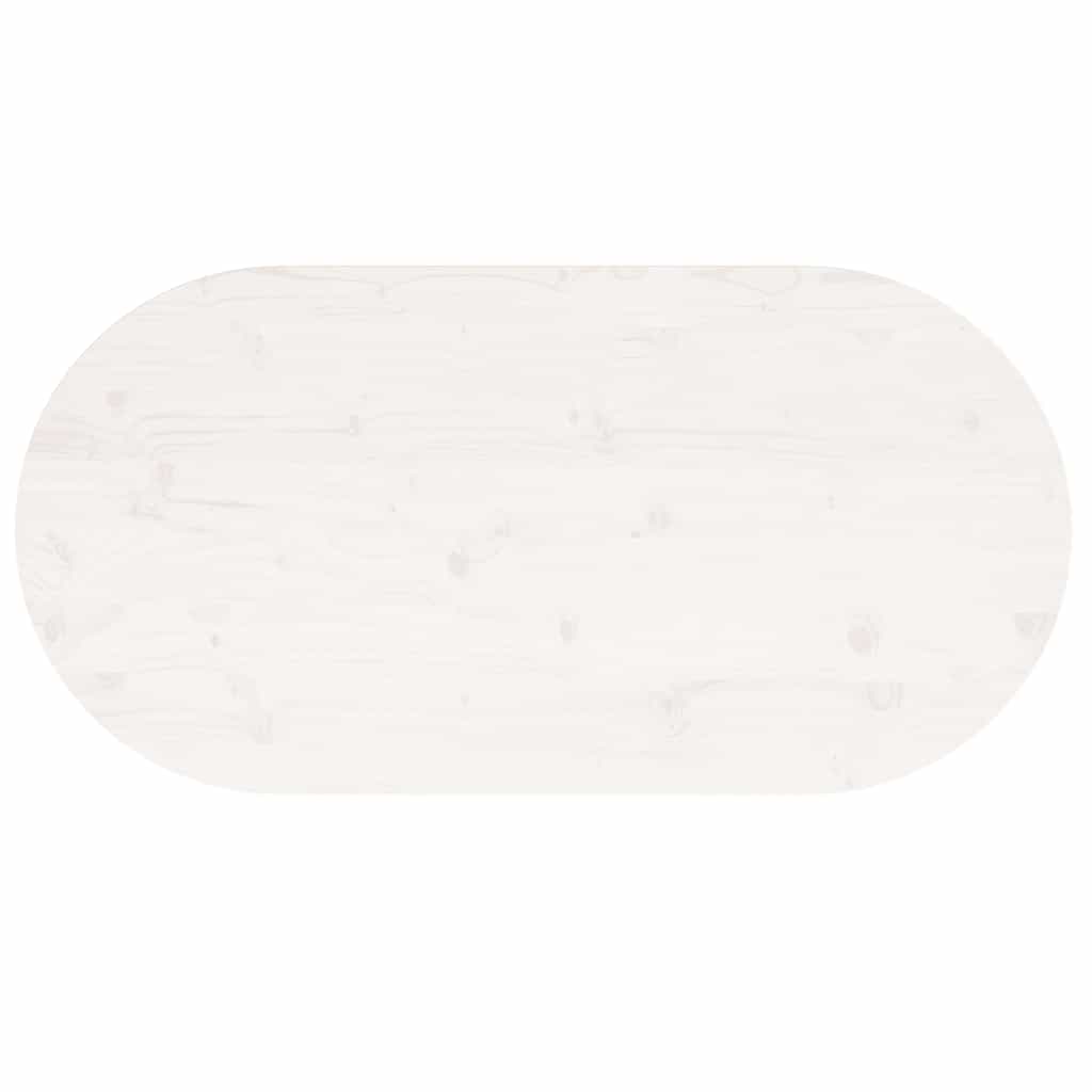 Piano Tavolo Bianco 110x55x2,5 cm Legno Massello di Pino Ovale | homemem39