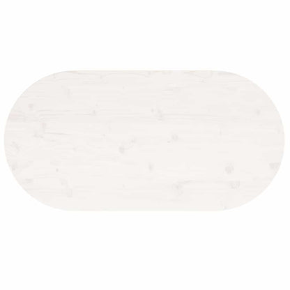 Piano Tavolo Bianco 110x55x2,5 cm Legno Massello di Pino Ovale | homemem39