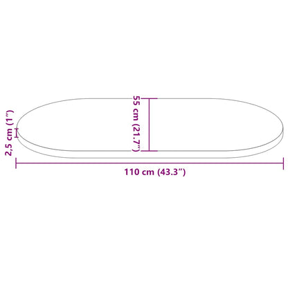 Piano Tavolo Bianco 110x55x2,5 cm Legno Massello di Pino Ovale