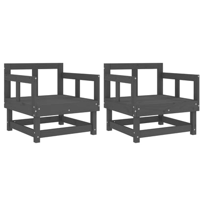 Sedie da Giardino 2pz Grigie in Legno Massello Pino | homemem39