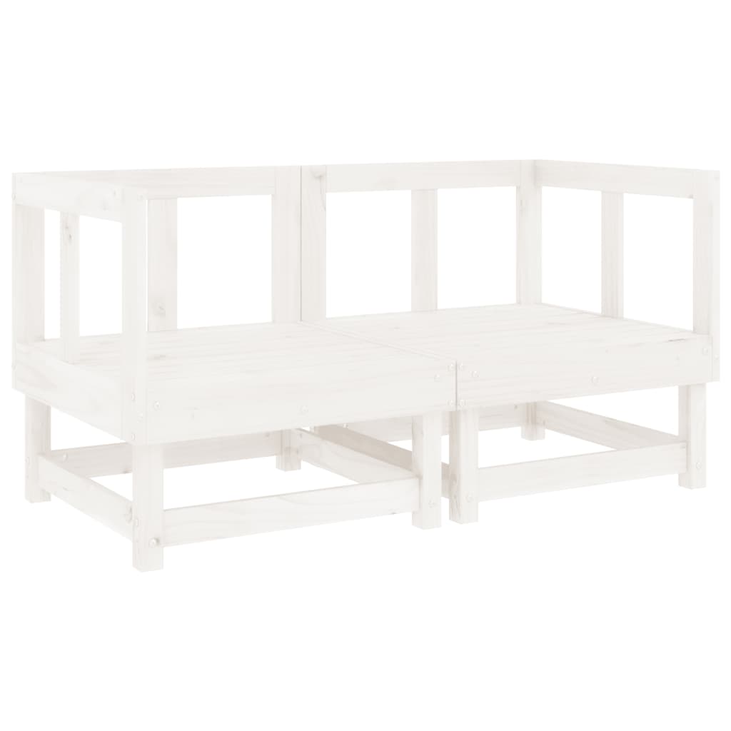 Divani Angolari da Giardino 2 pz Bianchi Legno Massello di Pino | homemem39