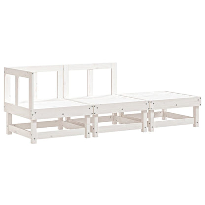 Set Salotto da Giardino 3 pz Bianco in Legno Massello di Pino - homemem39