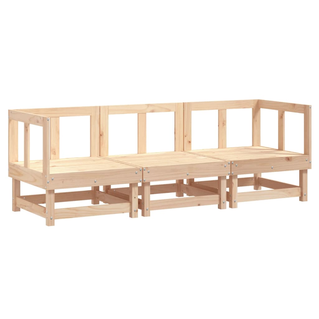 Set Salotto da Giardino 3 pz in Legno Massello di Pino