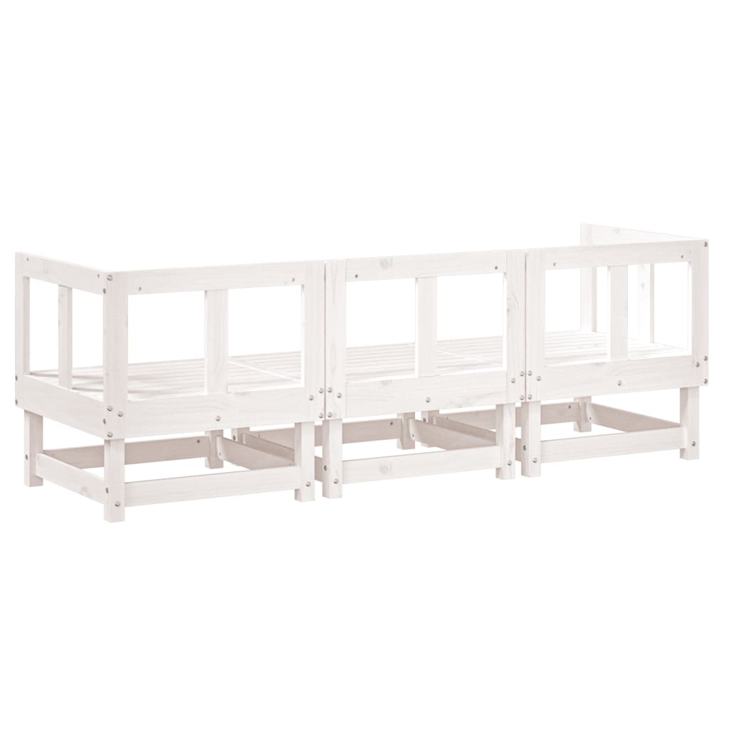 Set Salotto da Giardino 3 pz Bianco in Legno Massello di Pino - homemem39