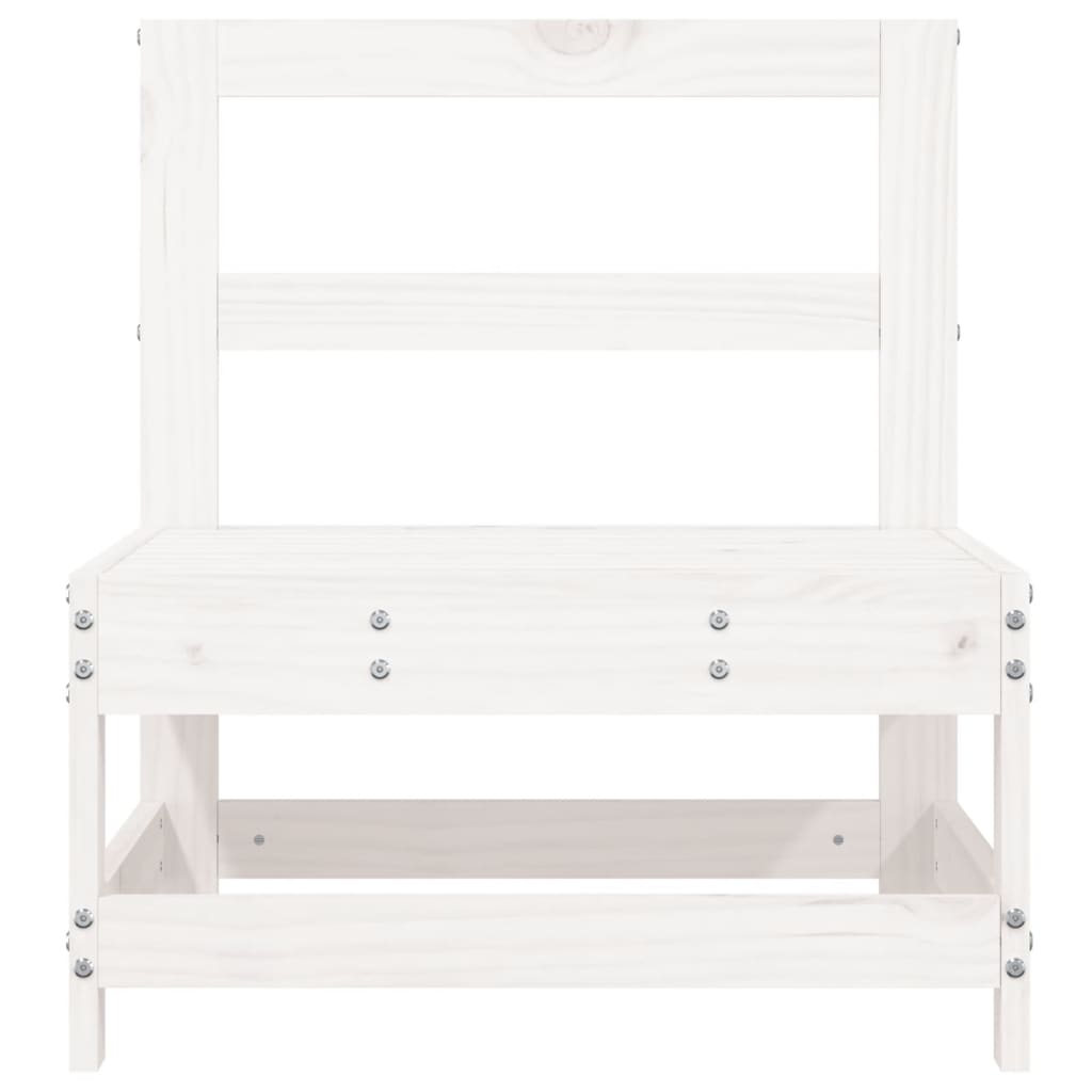 Divano Centrale da Giardino Bianco in Legno Massello di Pino - homemem39