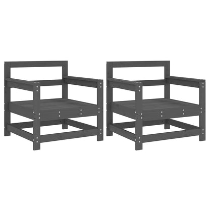 Sedie da Giardino 2pz Grigie in Legno Massello Pino | homemem39