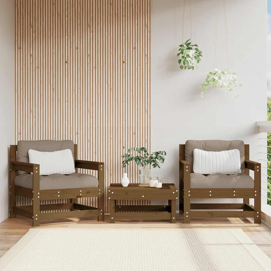 Sedie da Giardino 2 pz Marrone Ambra in Legno Massello di Pino