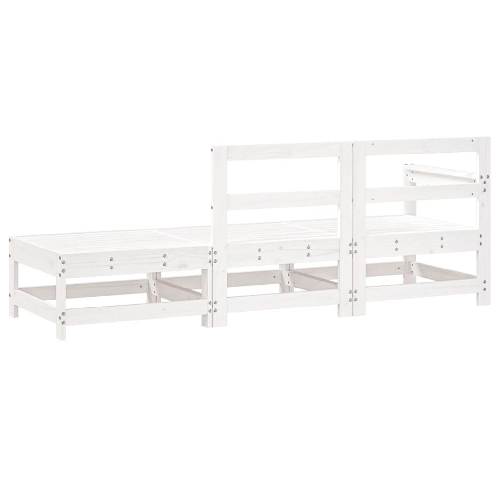 Set Salotto da Giardino 3 pz Bianco in Legno Massello di Pino - homemem39