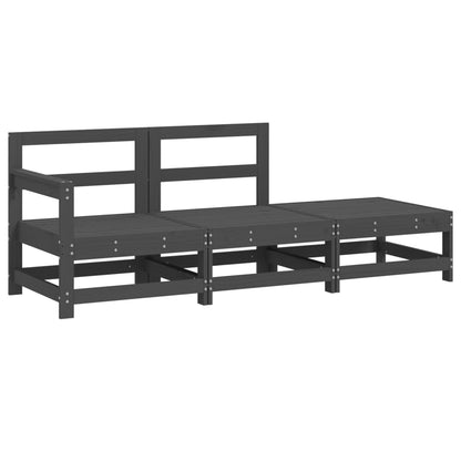 Set Salotto da Giardino 3 pz Grigio in Legno Massello di Pino - homemem39