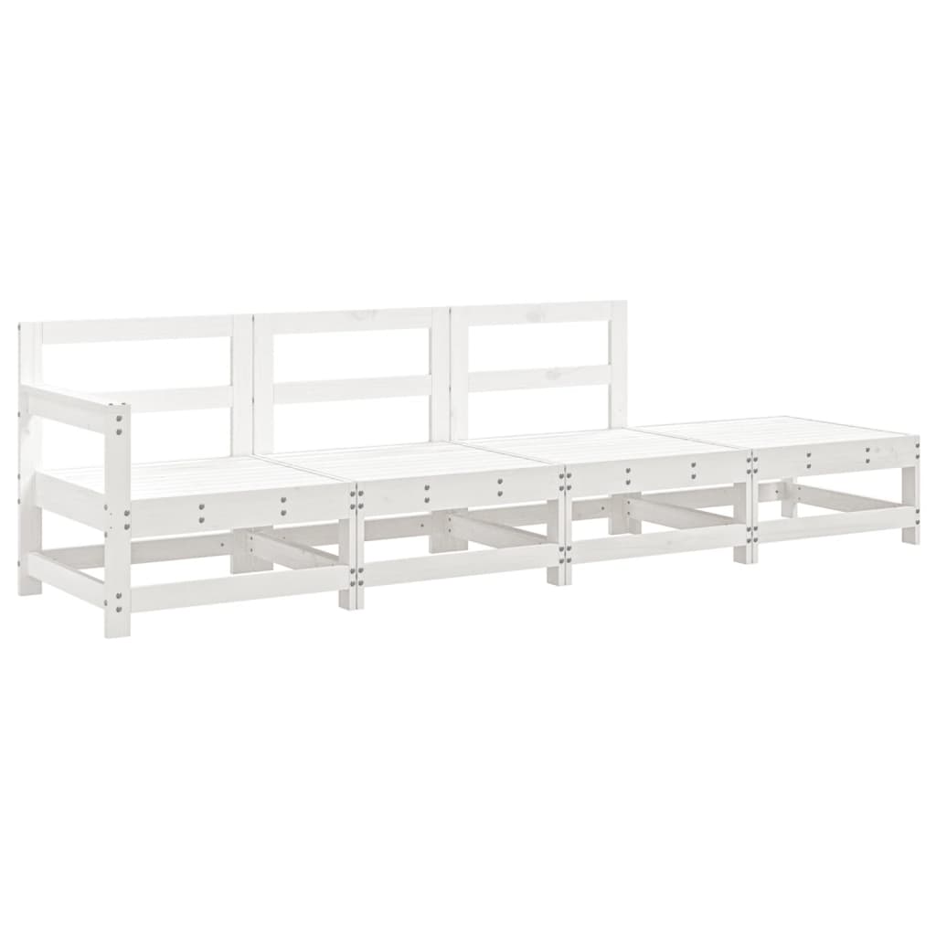 Set Salotto da Giardino 4 pz Bianco in Legno Massello di Pino - homemem39